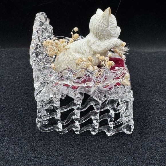 Clear Spun Glass Cat on Chair Figurine - Picture 3 of 6
